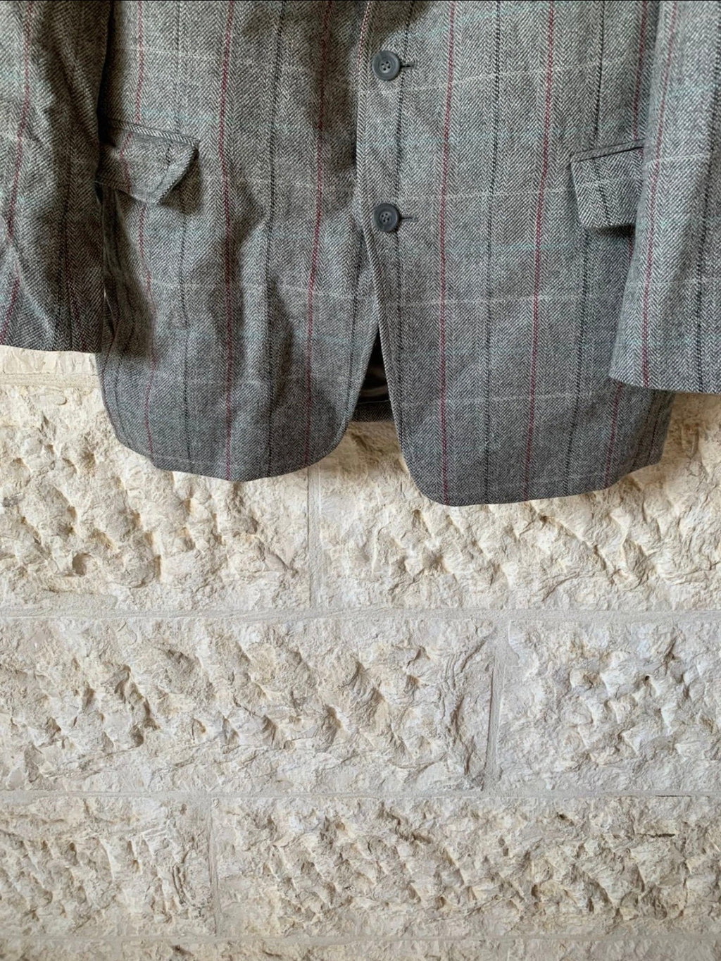 Vintage Alpaca wool Windowpane classic gray jacket blazer 40R