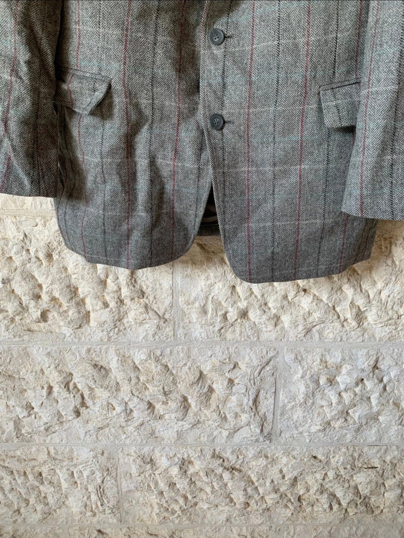 Vintage Alpaca wool Windowpane classic gray jacket blazer 40R