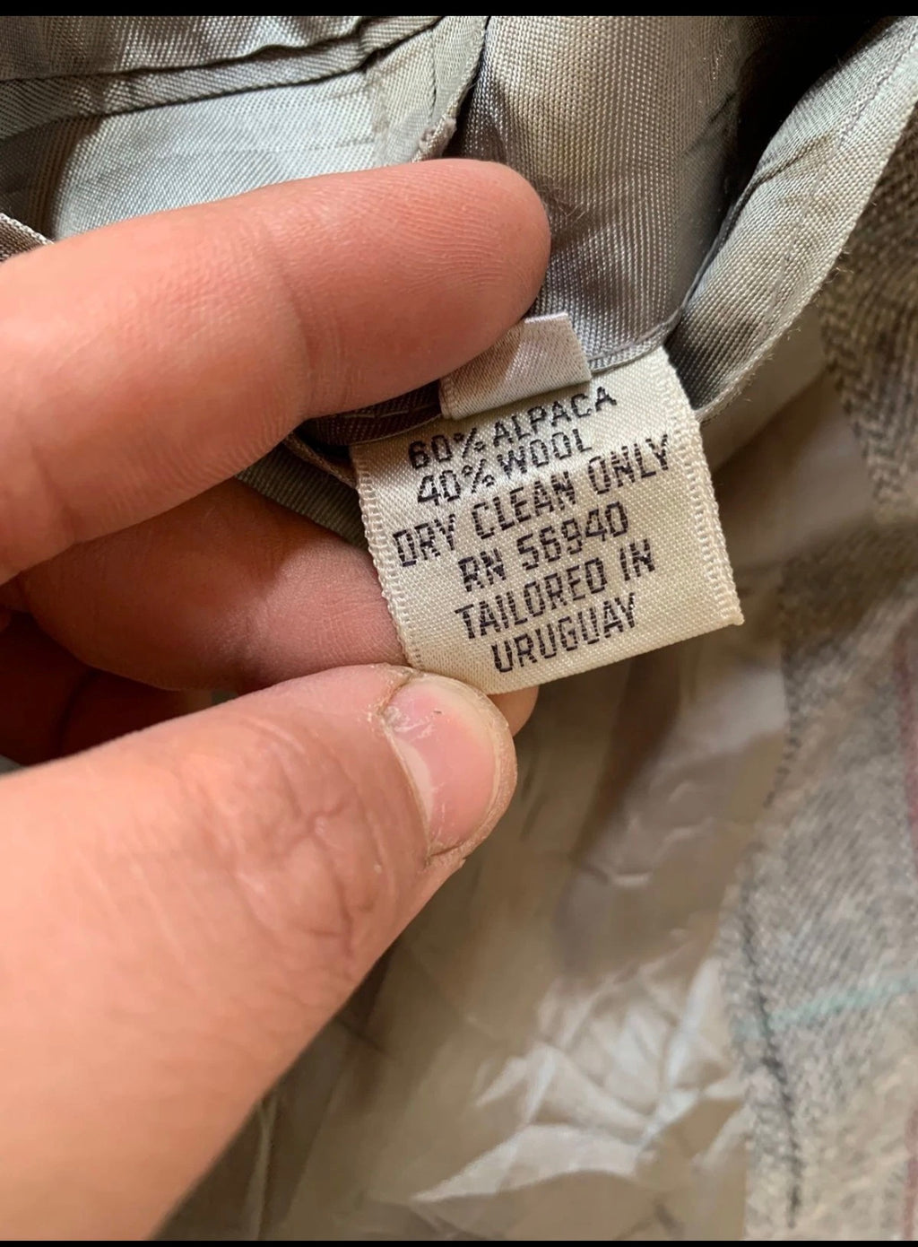 Vintage Alpaca wool Windowpane classic gray jacket blazer 40R