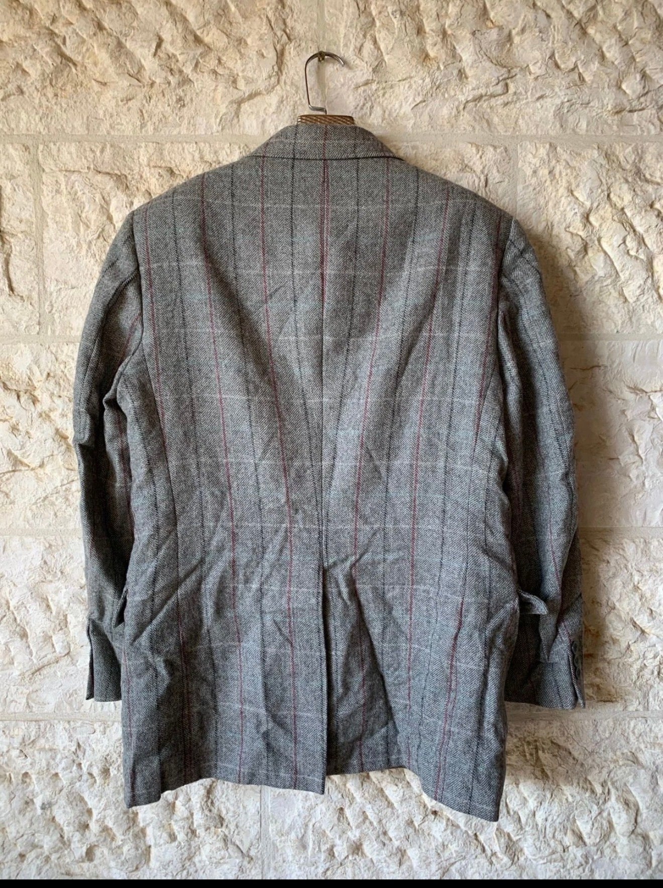 Vintage Alpaca wool Windowpane classic gray jacket blazer 40R