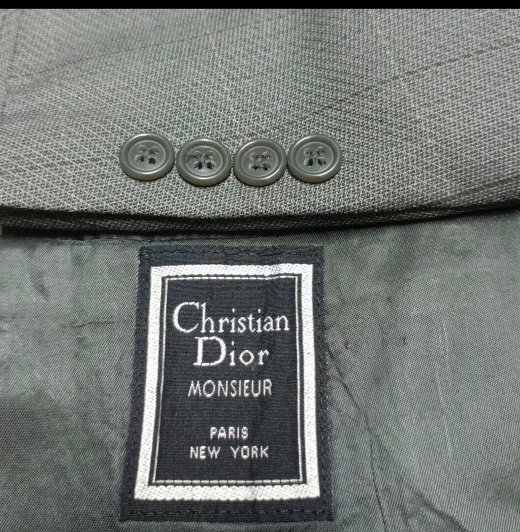 Vintage Christian Dior Monsieur all worsted classic plaid suit jacket blazer 36R