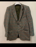 Vintage pure wool houndstooth windowpane classic greenish jacket blazer 44R