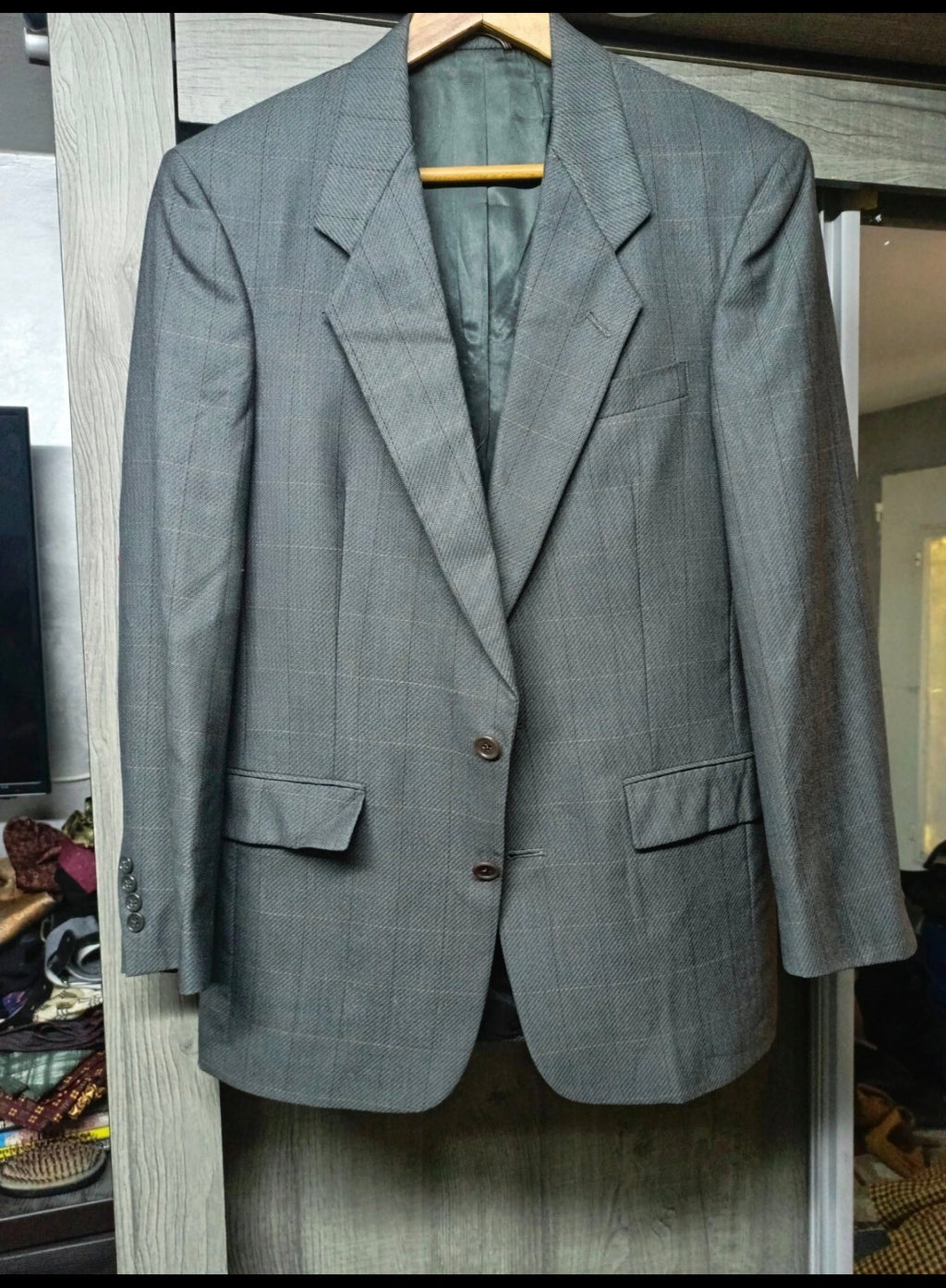 Vintage Christian Dior Monsieur all worsted classic plaid suit jacket blazer 36R