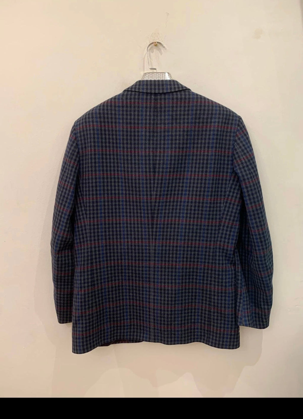 Vintage pure Lambswool wool Windowpane plaid classic hunting jacket blazer 42R