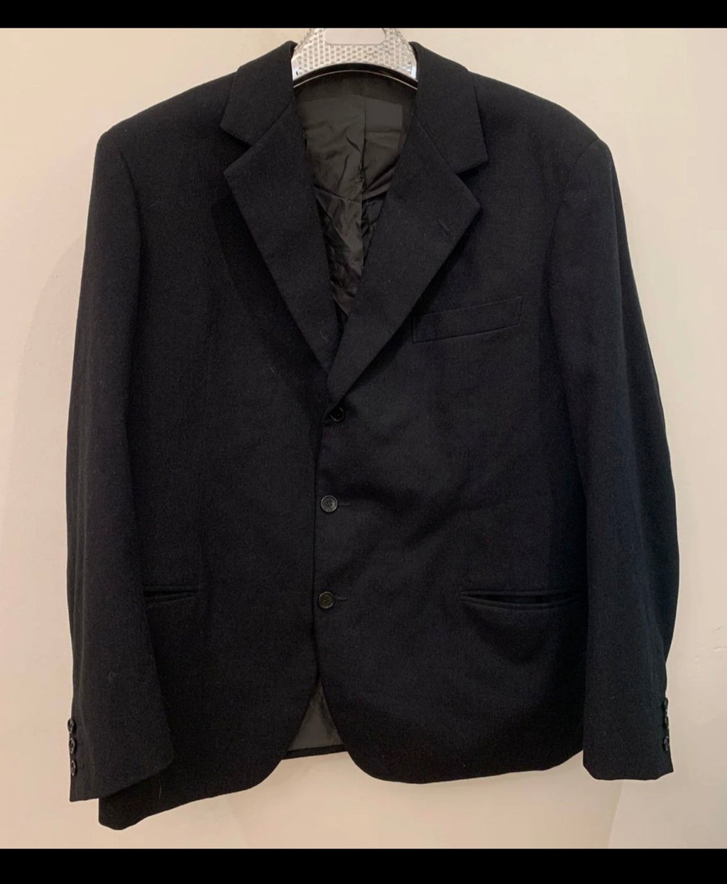 1950s vintage handtailored bespoke pure wool charcoal jacket blazer 46R XL