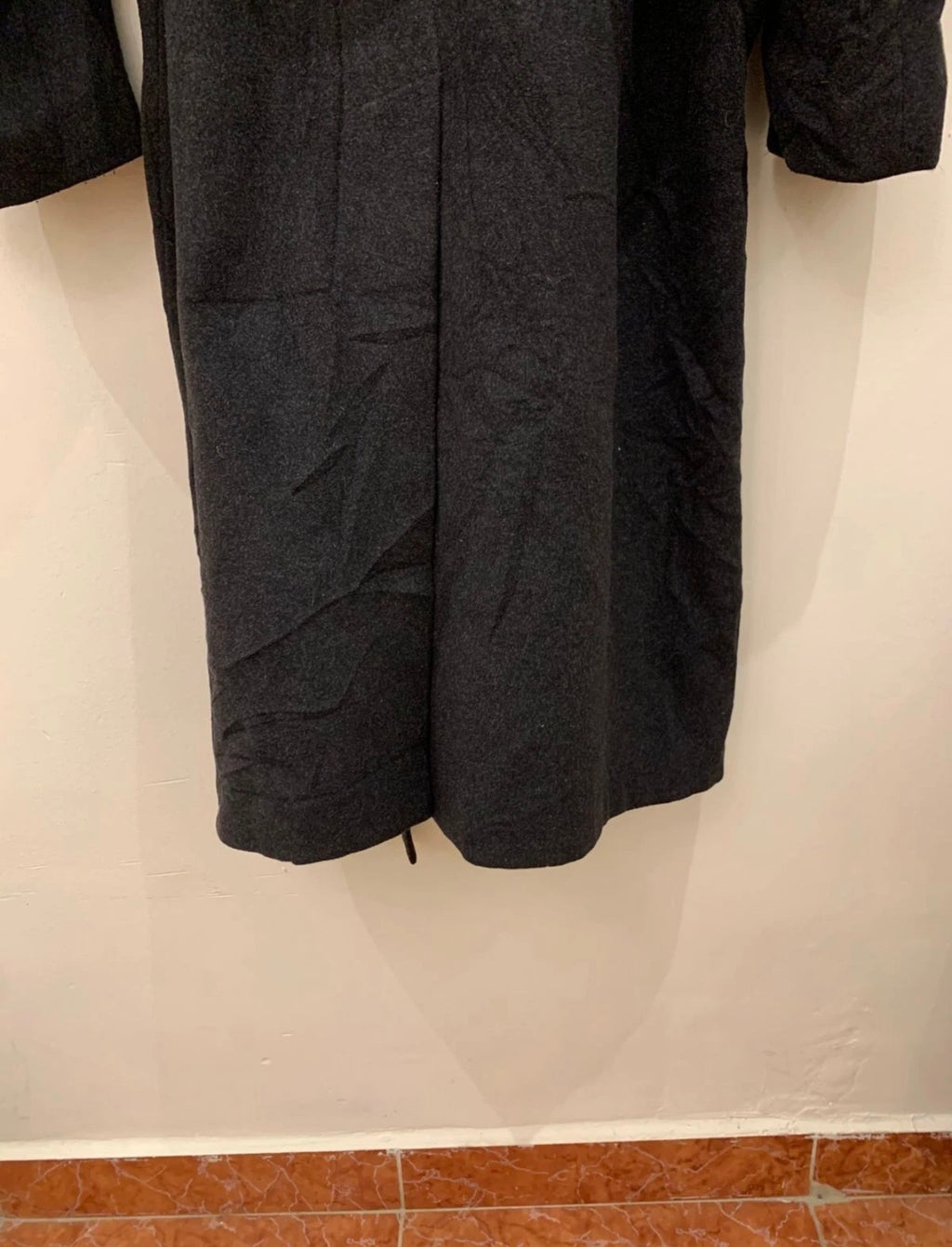 Vintage Wool Cashmere blend double breasted belted charcoal over coat 50R 2XL