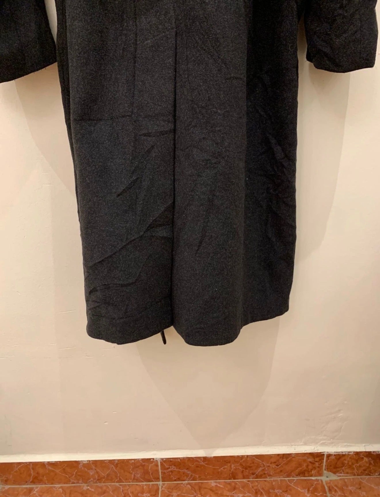 Vintage Wool Cashmere blend double breasted belted charcoal over coat 50R 2XL