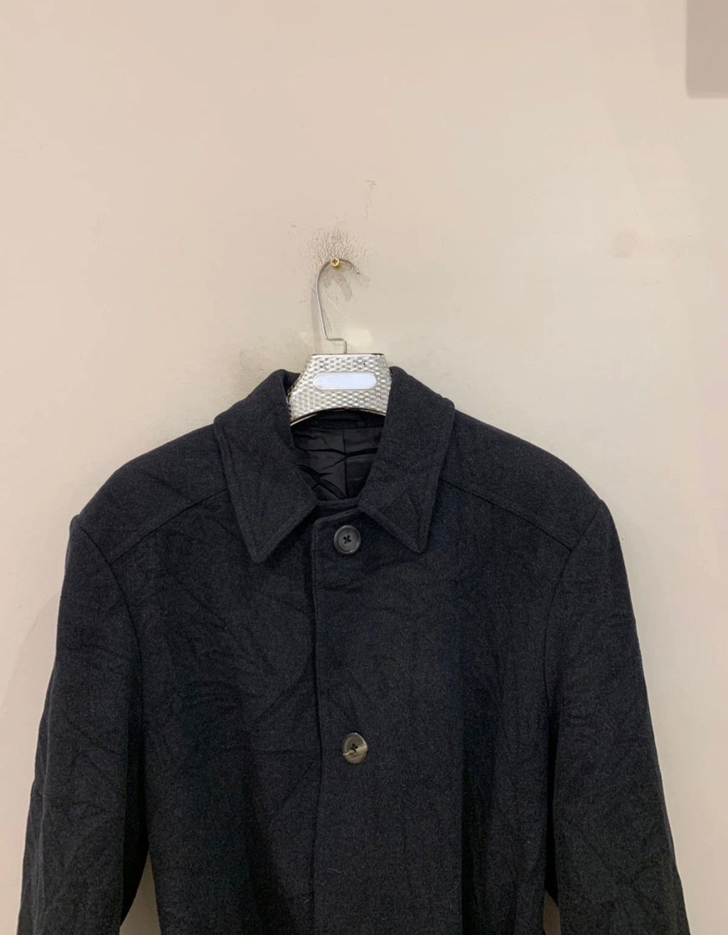 Vintage Wool Cashmere blend charcoal belted raglan long over coat 48L 48R XL