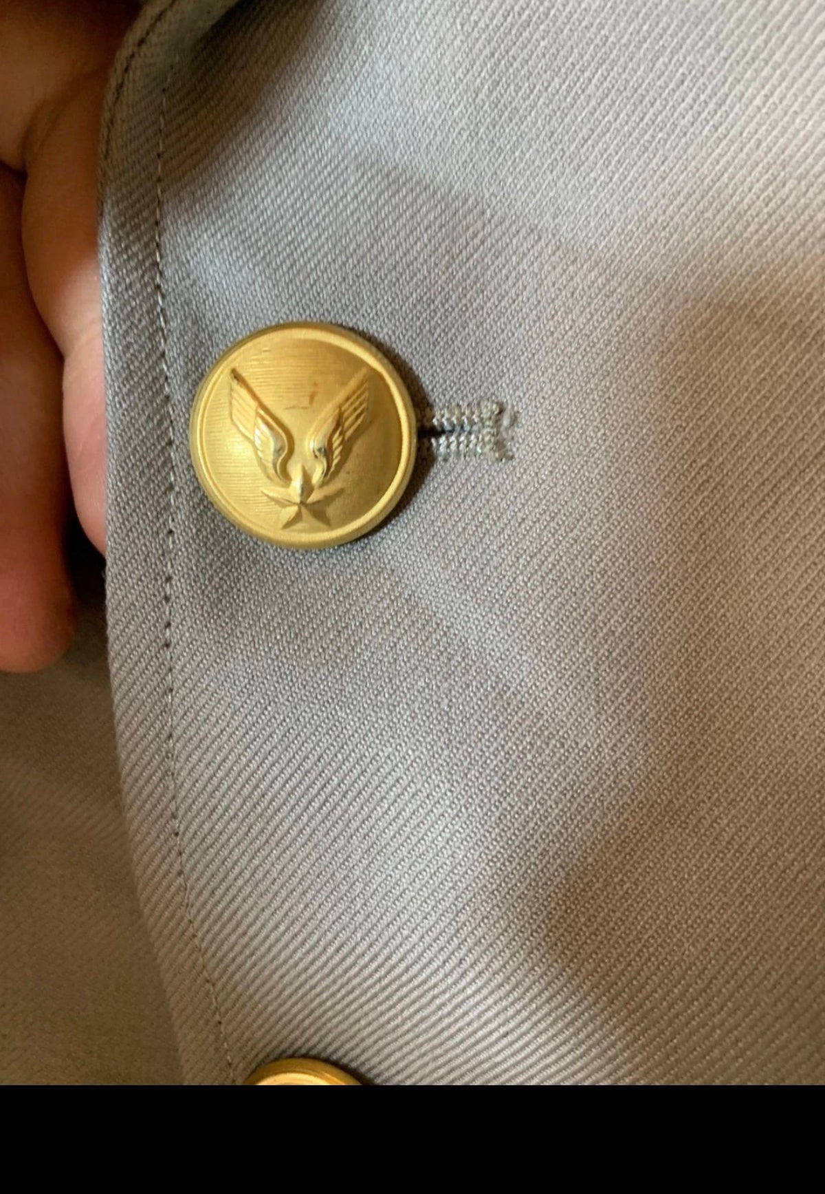 Vintage wool blend beige army military style gold button jacket 38R