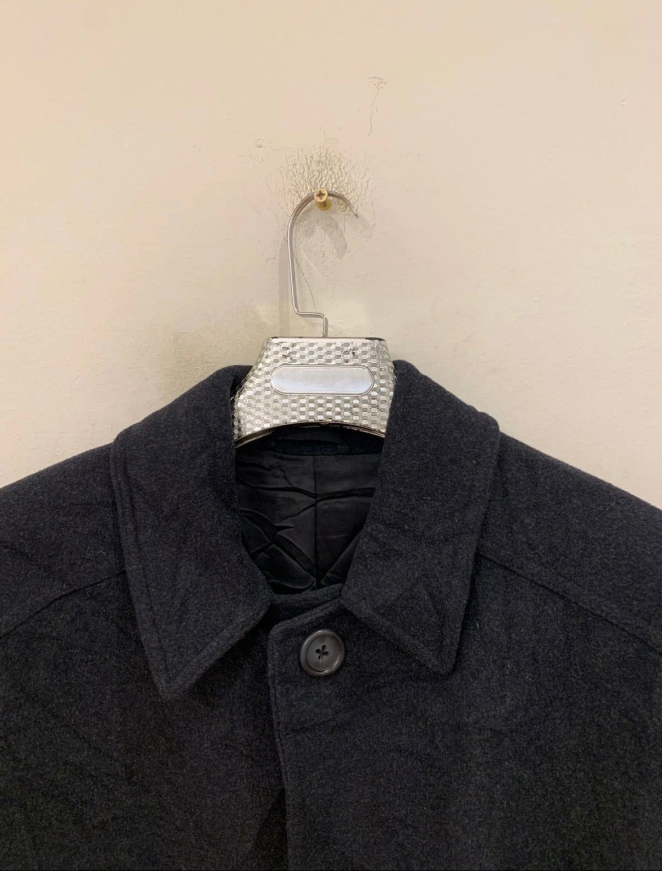 Vintage Wool Cashmere blend charcoal belted raglan long over coat 48L 48R XL