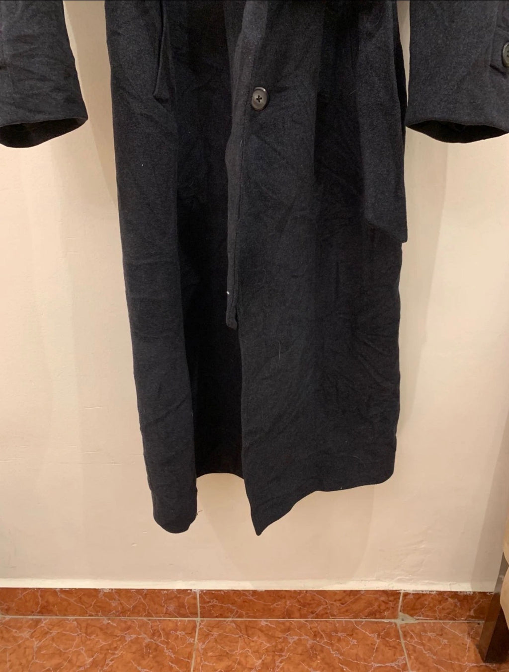 Vintage Wool Cashmere blend charcoal belted raglan long over coat 48L 48R XL