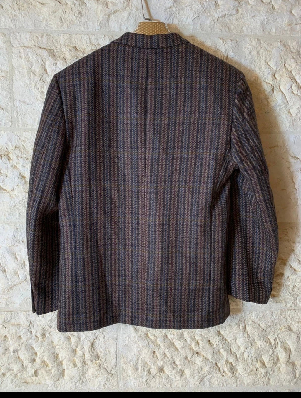 Vintage pure wool camouflage plaid classic unique brown jacket blazer 40R