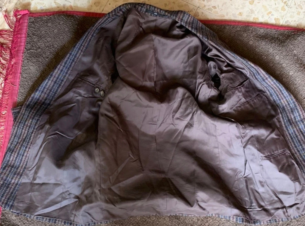 Vintage pure wool camouflage plaid classic unique brown jacket blazer 40R