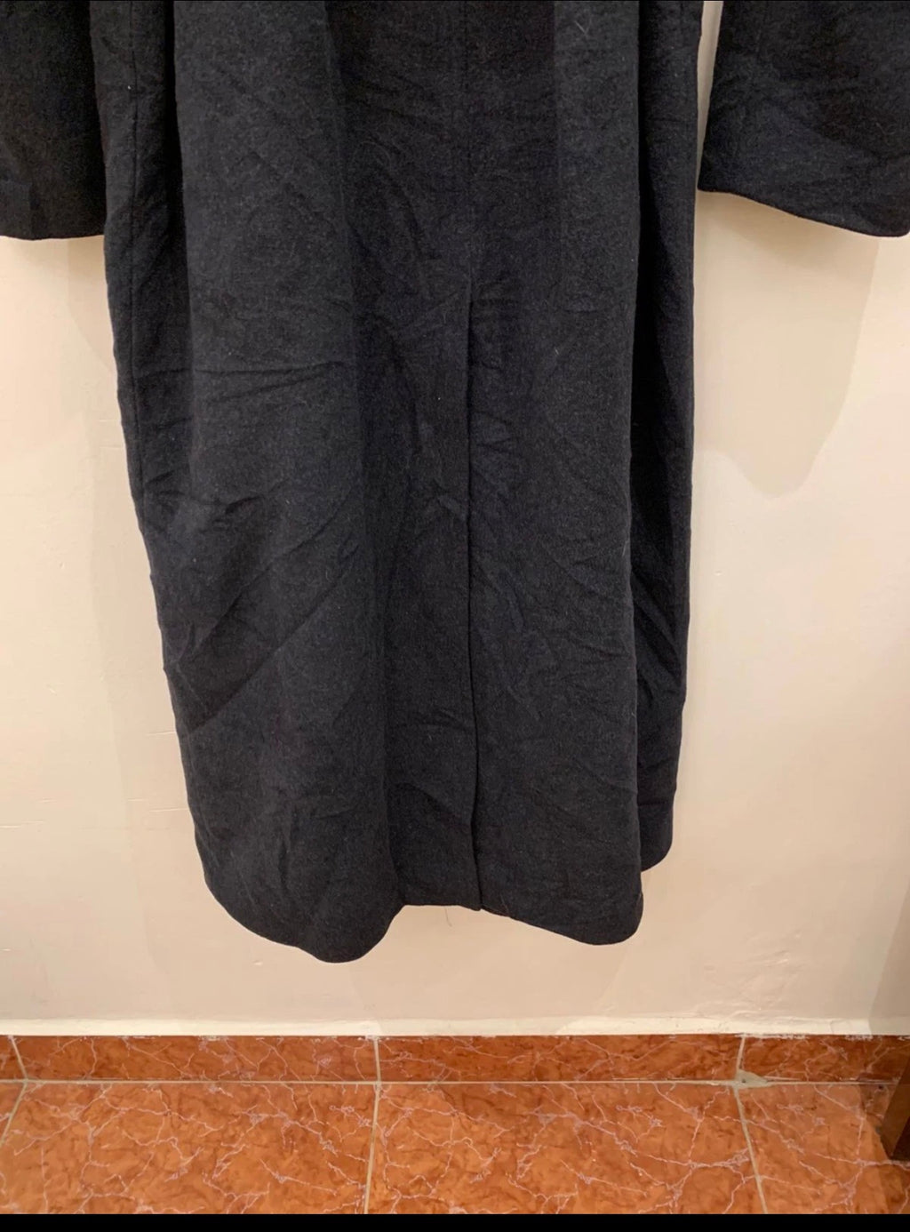 Vintage Wool Cashmere blend charcoal belted raglan long over coat 48L 48R XL