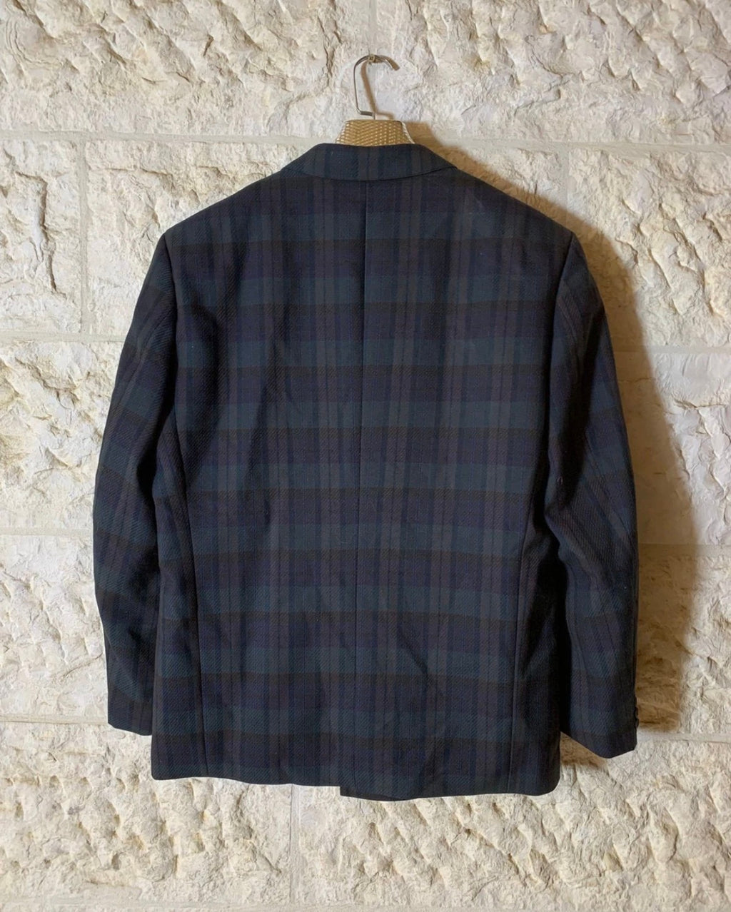 Vintage Angelo Litrico wool blend double breasted plaid jacket blazer 44R