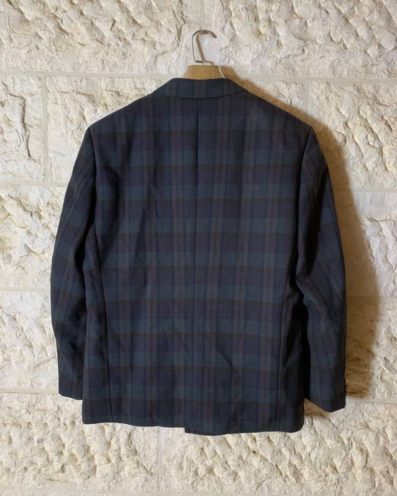Vintage Angelo Litrico wool blend double breasted plaid jacket blazer 44R