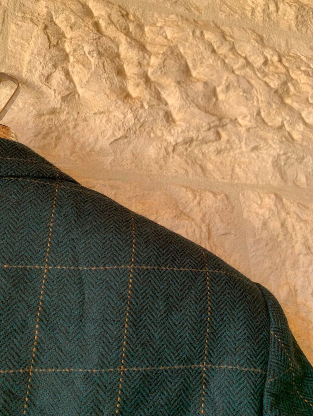 Vintage handtailored wool cashmere Windowpane green classic jacket blazer 42R