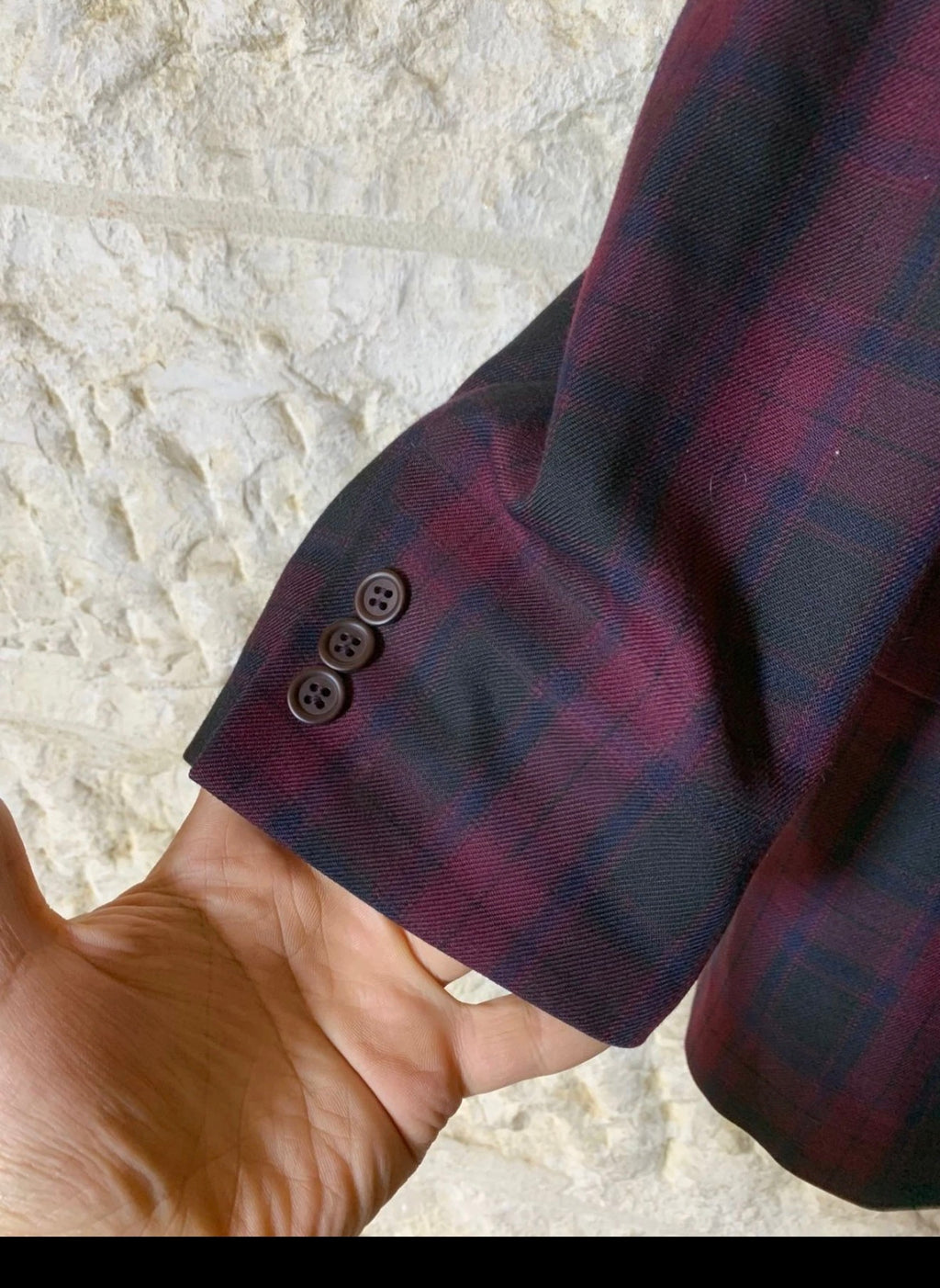 Vintage wool blend Windowpane plaid double breasted classic jacket blazer 40R