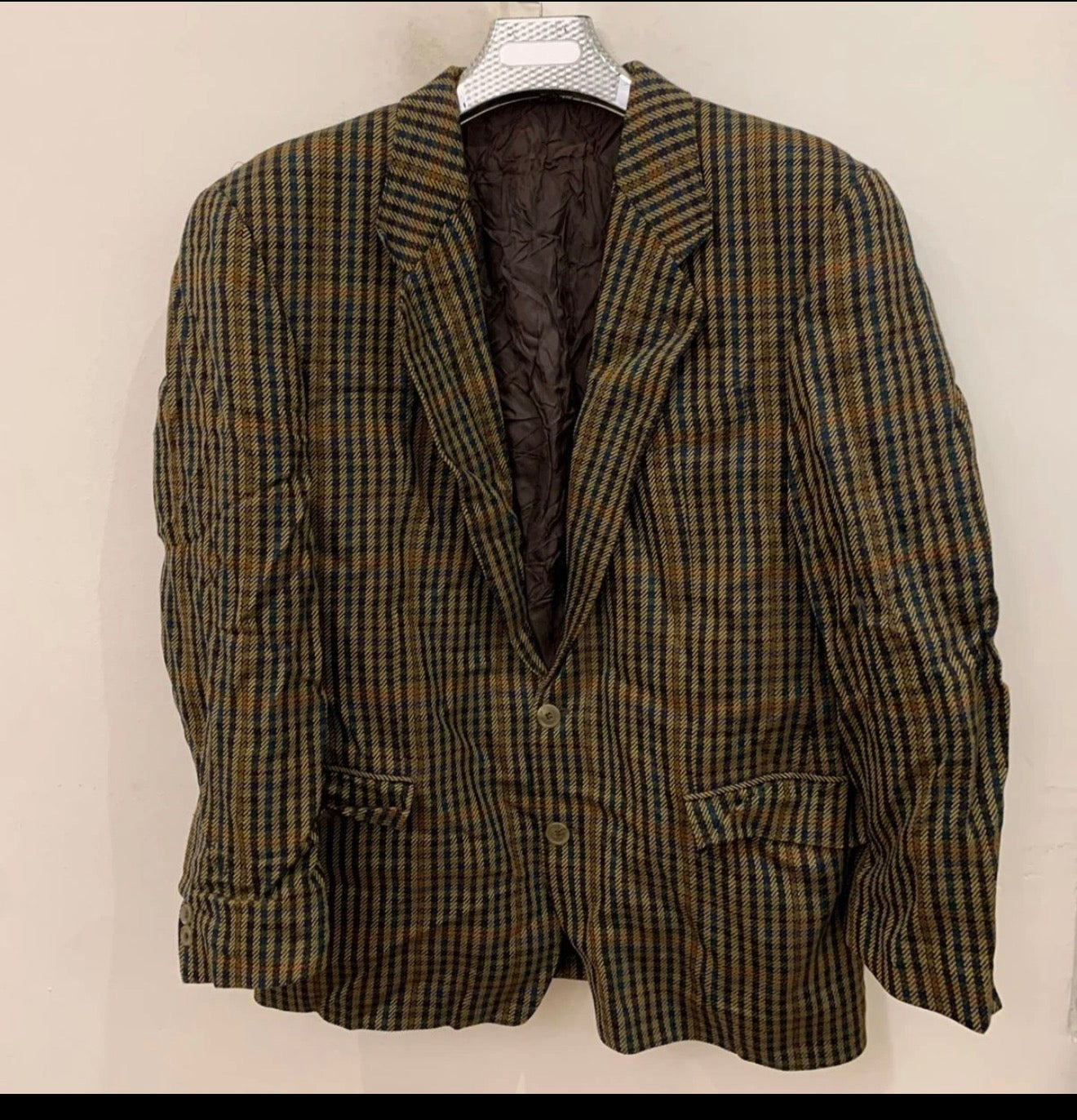 Vintage Daniel Hechter Wool Cashmere plaid classic jacket blazer 44R