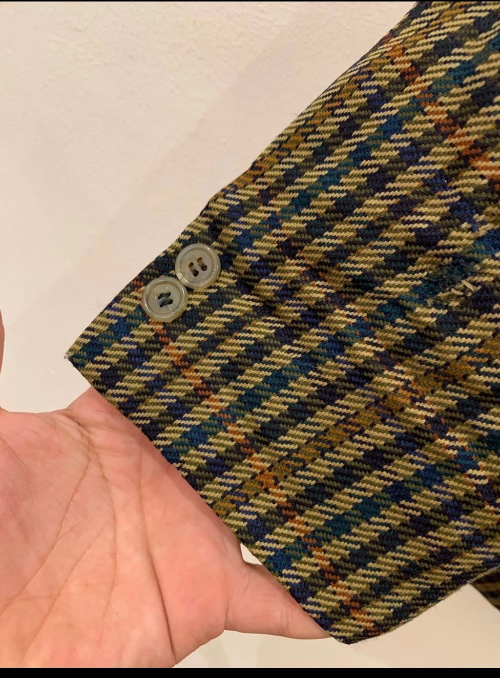 Vintage Daniel Hechter Wool Cashmere plaid classic jacket blazer 44R
