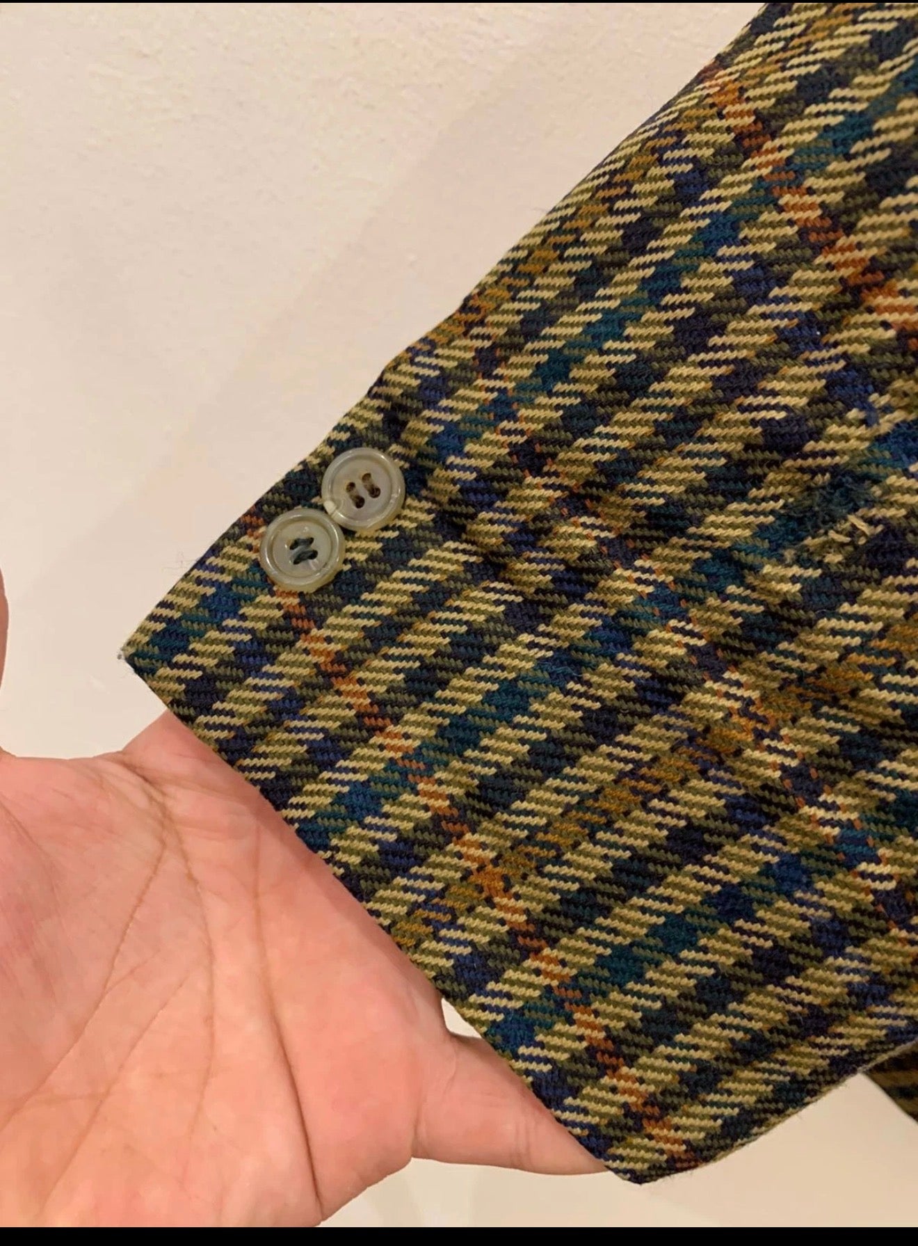 Vintage Daniel Hechter Wool Cashmere plaid classic jacket blazer 44R