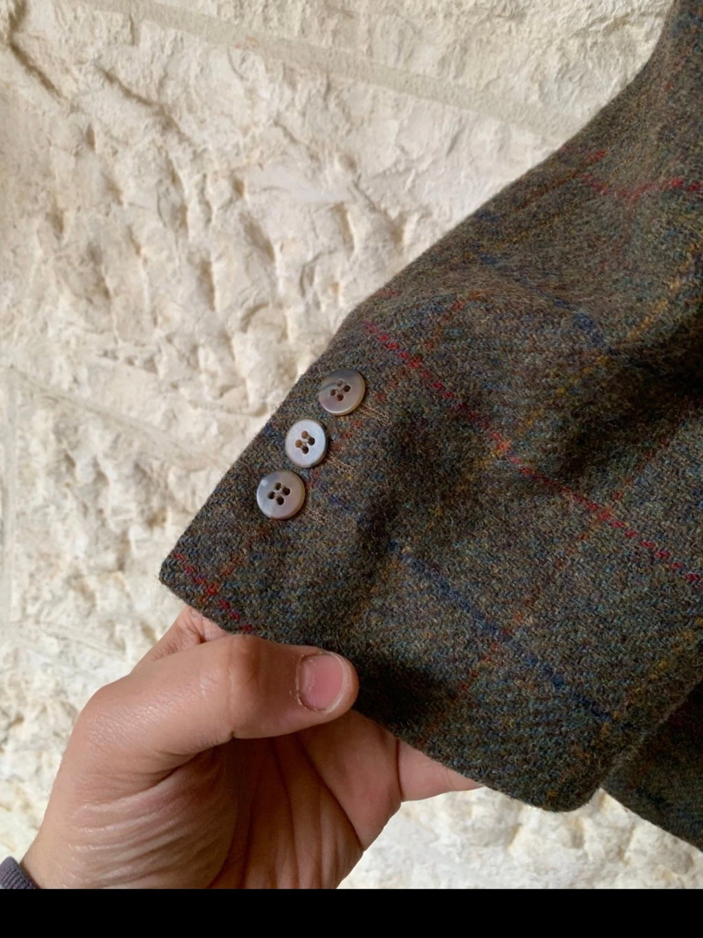 Vintage pure wool Tweed Windowpane green hunting jacket blazer 42R