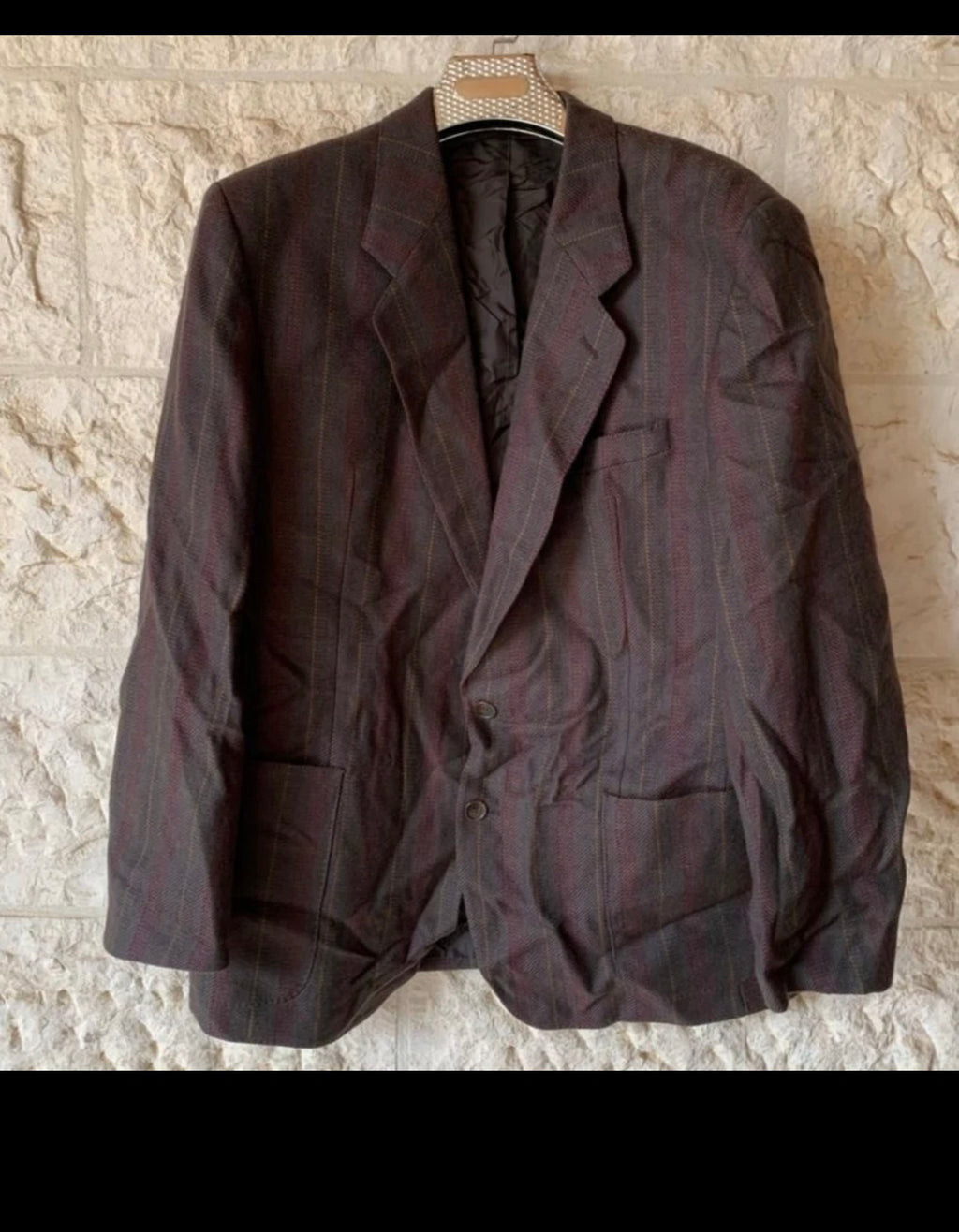 Vintage pure wool Windowpane brown classic hunting jacket blazer 44R