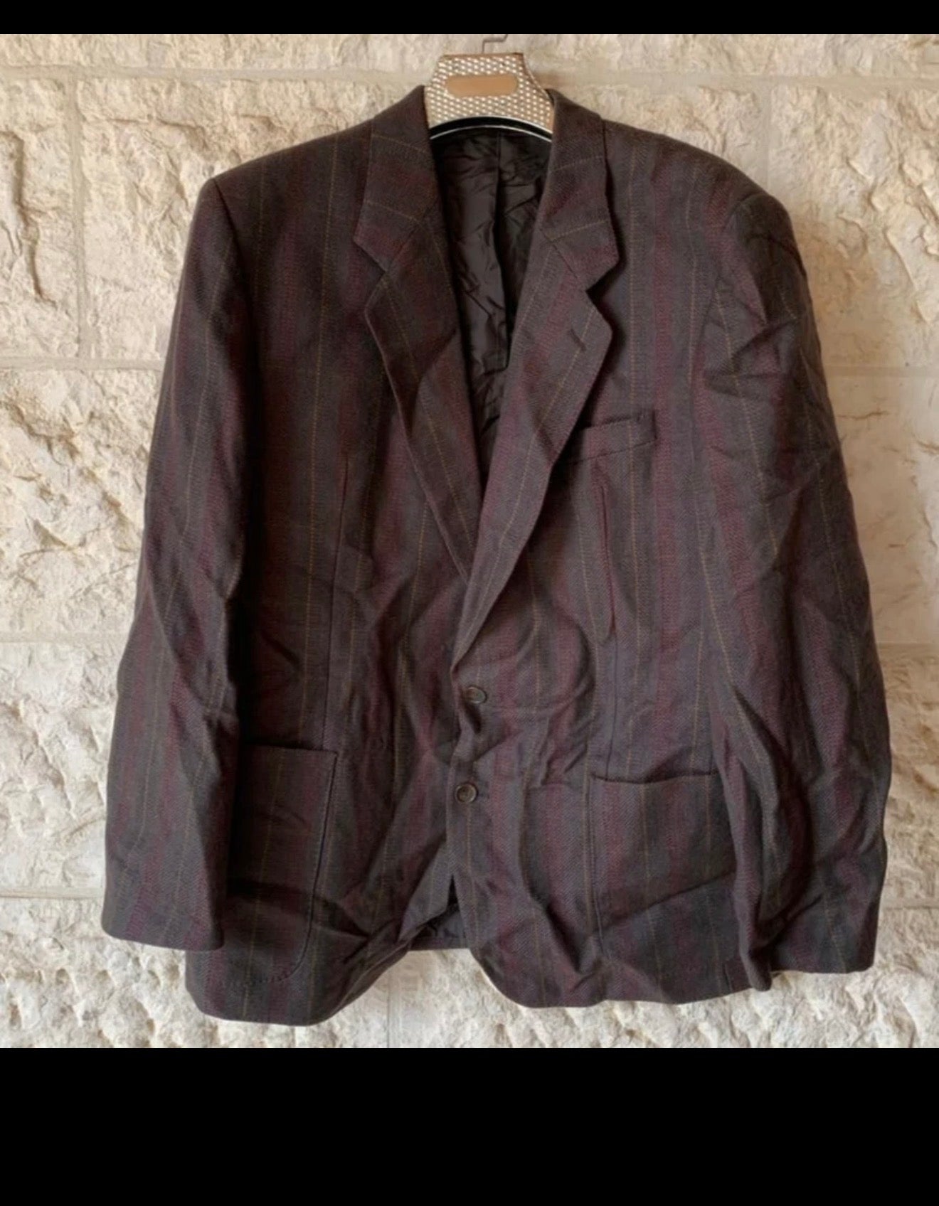 Vintage pure wool Windowpane brown classic hunting jacket blazer 44R