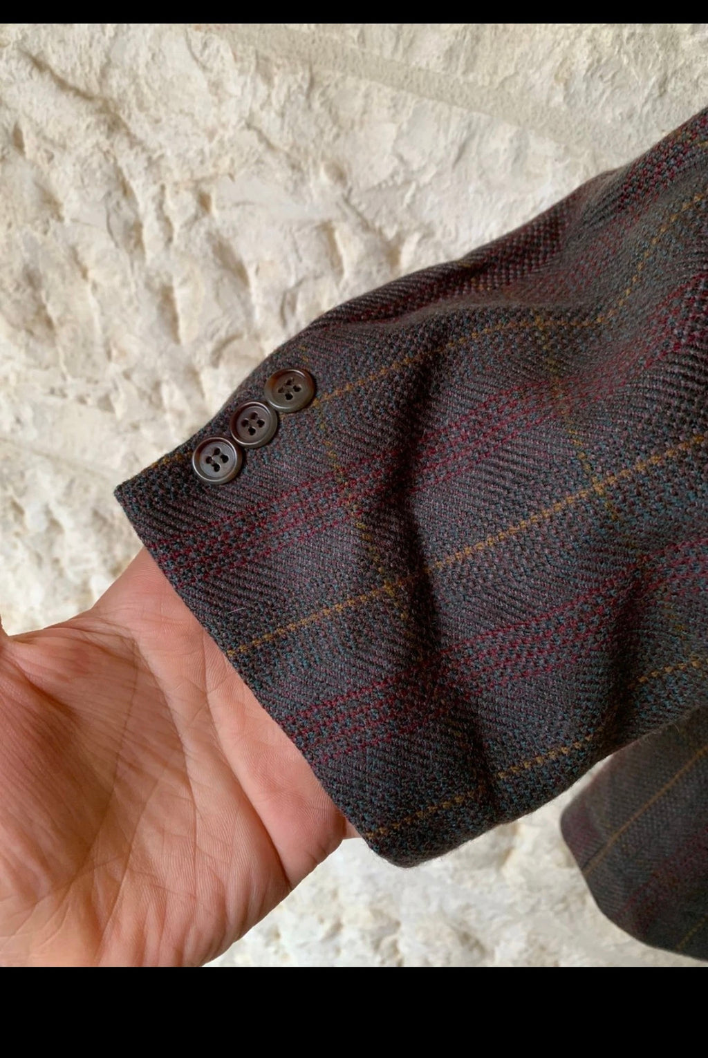 Vintage pure wool Windowpane brown classic hunting jacket blazer 44R