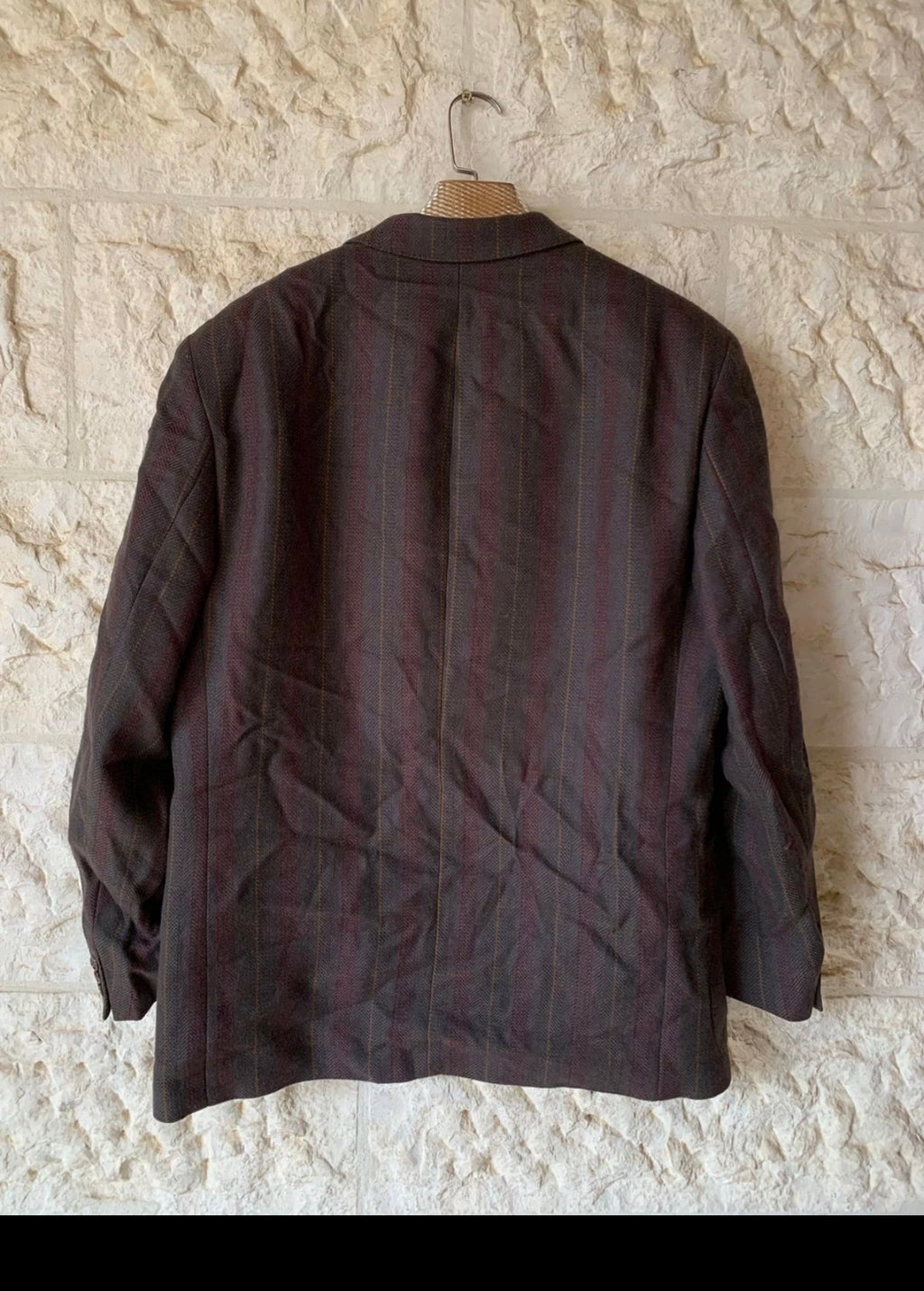 Vintage pure wool Windowpane brown classic hunting jacket blazer 44R