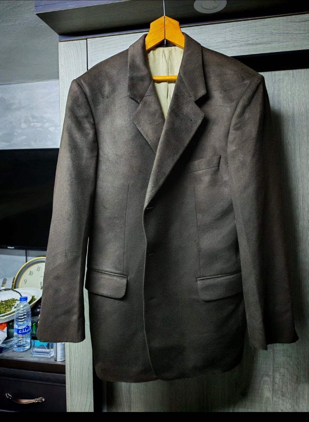 Vintage 100% pure cashmere classic 3 button brown suit jacket blazer 42R