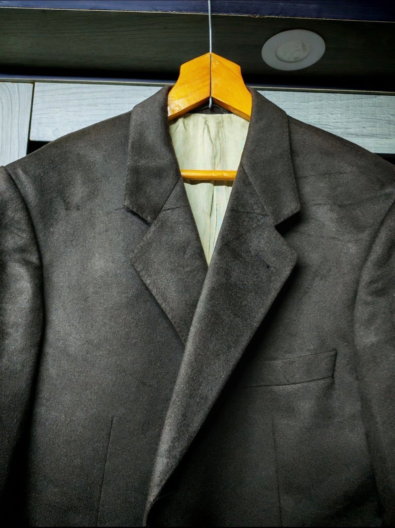 Vintage 100% pure cashmere classic 3 button brown suit jacket blazer 42R