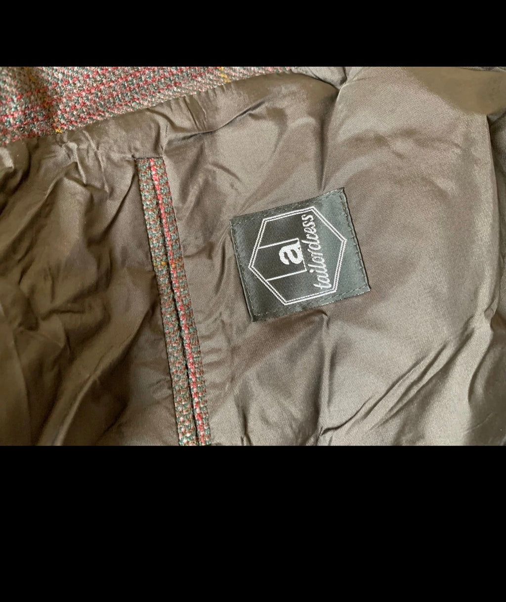 Vintage pure wool Windowpane brown classic hunting jacket blazer 44R