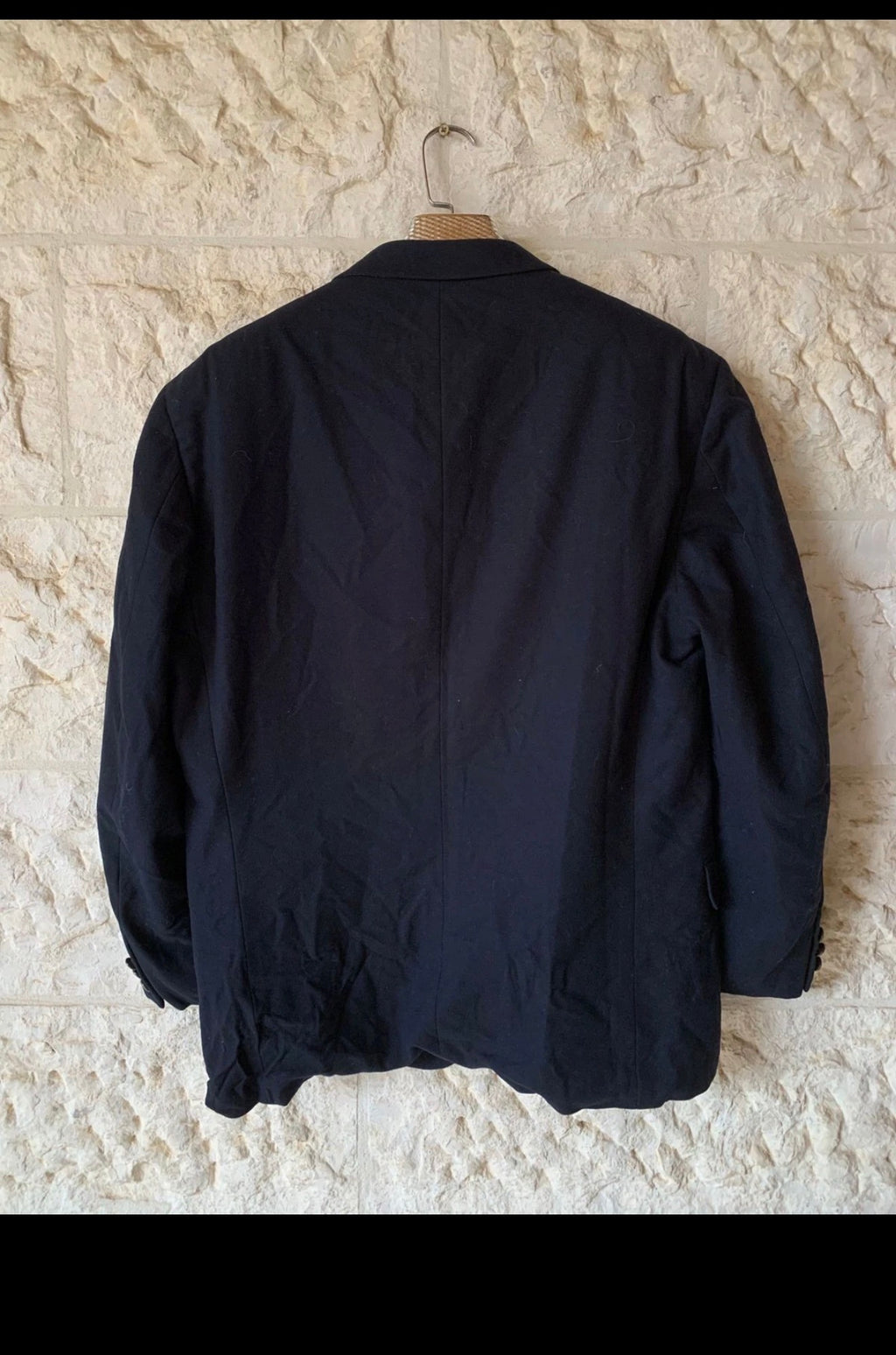 Vintage pure wool bronze button classic navy jacket blazer 46R XL