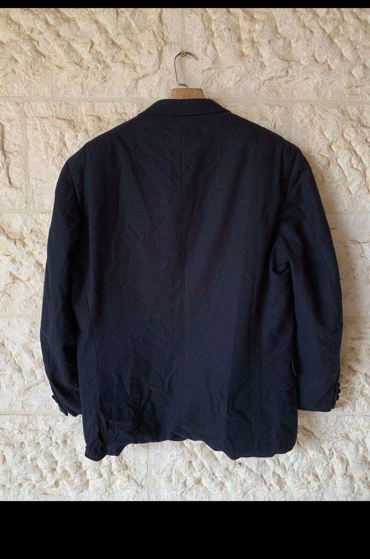 Vintage pure wool bronze button classic navy jacket blazer 46R XL