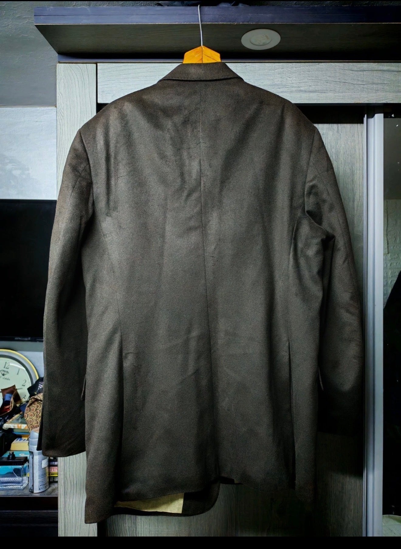 Vintage 100% pure cashmere classic 3 button brown suit jacket blazer 42R