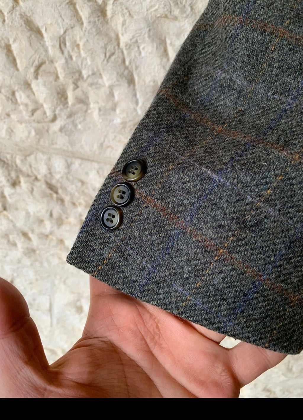 Vintage Canda pure wool Tweed Windowpane green hunting jacket blazer 46R 46L XL