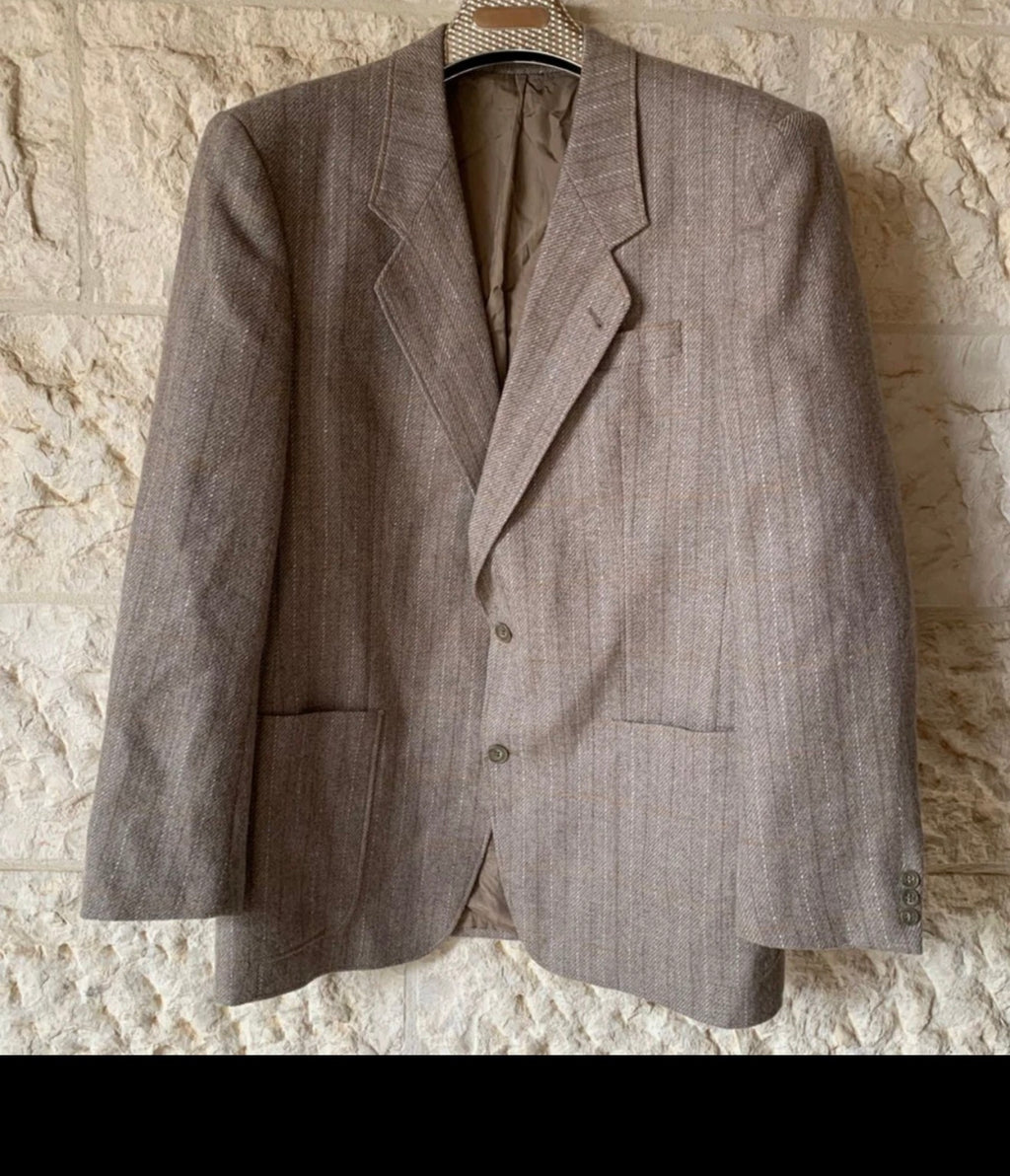 Vintage pure wool Windowpane brown classic hunting jacket blazer 42R 42L