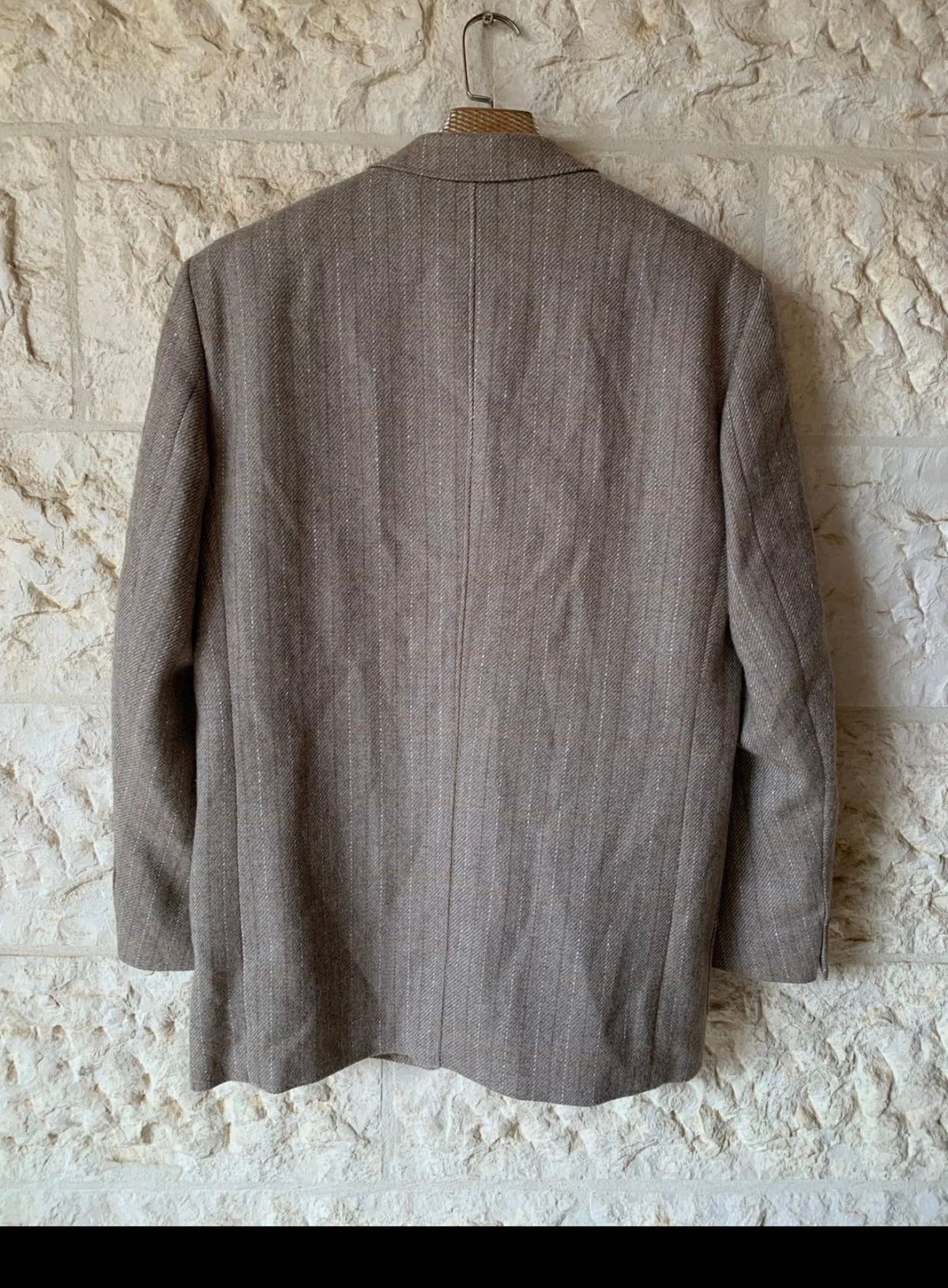 Vintage pure wool Windowpane brown classic hunting jacket blazer 42R 42L