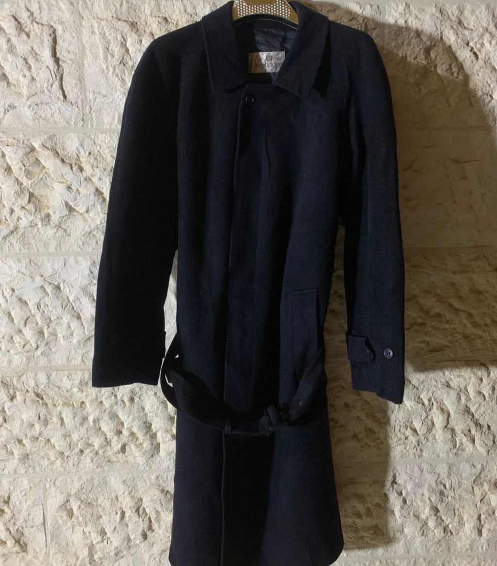 Vintage Darebridge wool cashmere blend navy belted raglan over coat 46R XL
