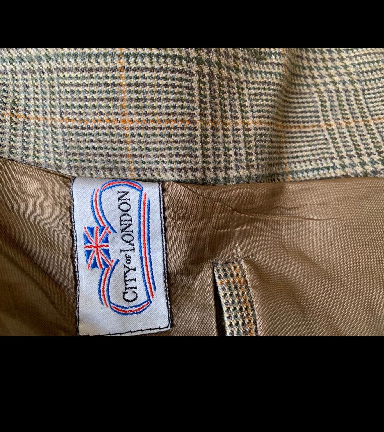 Vintage pure wool tweed glen check classic Brown hunting jacket blazer 44R