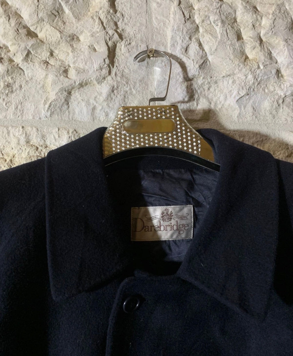 Vintage Darebridge wool cashmere blend navy belted raglan over coat 46R XL