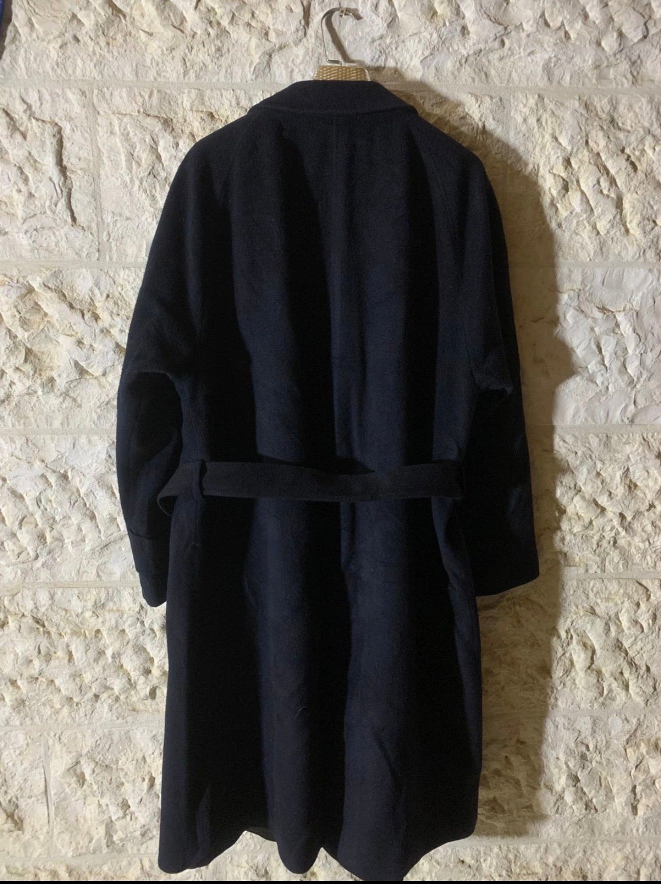 Vintage Darebridge wool cashmere blend navy belted raglan over coat 46R XL