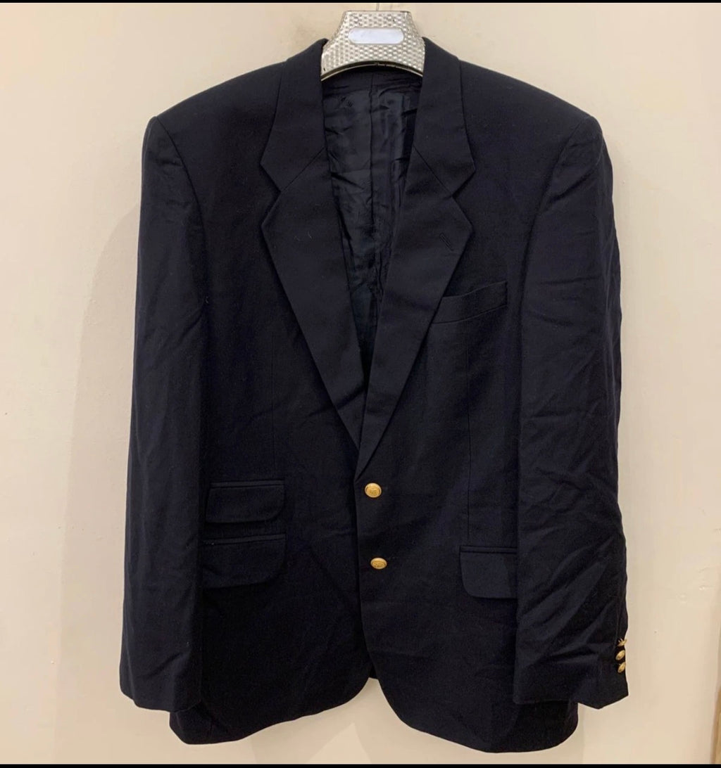 Vintage Gardeur wool cashmere gold button classic navy jacket blazer 44L