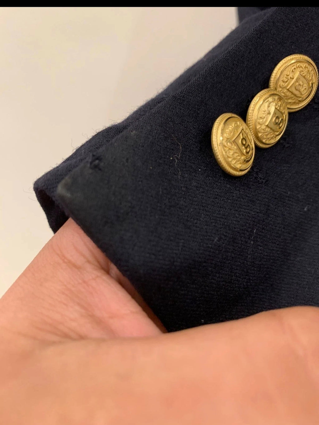 Vintage Gardeur wool cashmere gold button classic navy jacket blazer 44L