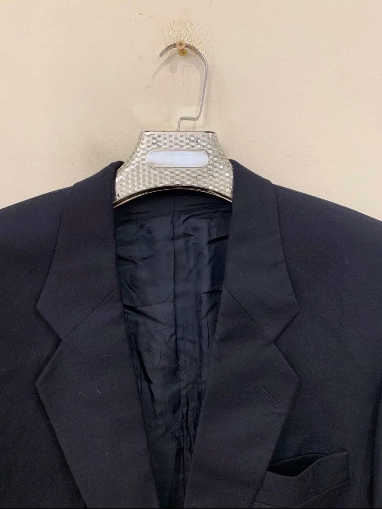 Vintage Gardeur wool cashmere gold button classic navy jacket blazer 44L