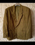 Vintage pure wool Windowpane classic green hunting jacket blazer 48R XL