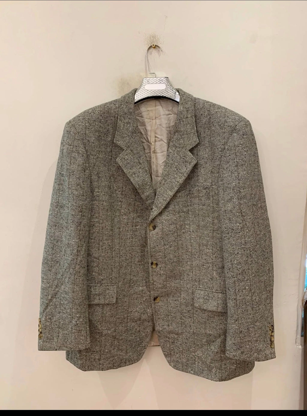 Vintage Hugo Boss Wool Cashmere herringbone classic sport coat blazer 46L XL