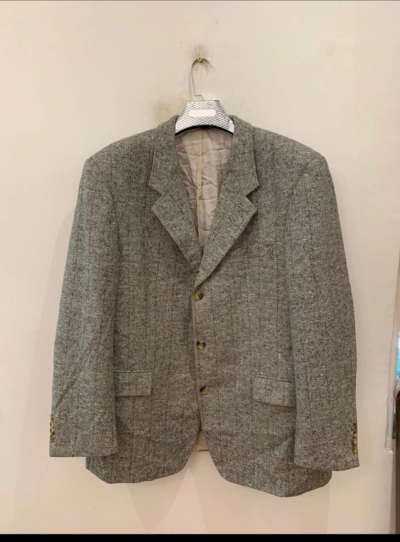 Vintage Hugo Boss Wool Cashmere herringbone classic sport coat blazer 46L XL