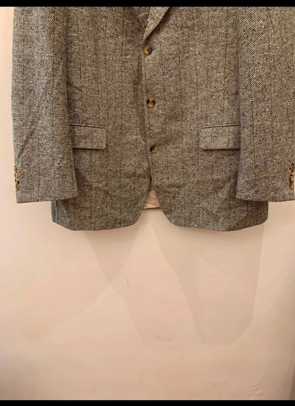 Vintage Hugo Boss Wool Cashmere herringbone classic sport coat blazer 46L XL